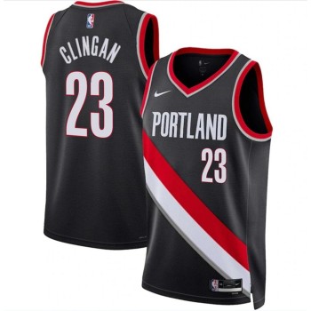 Men's Portland Trail Blazers #23 Donovan Clingan Black 2024 Draft Icon Edition Stitched Basketball Jersey Men's Portland Trail Blazers #23 Donovan Clingan Black 2024 Draft Icon Edition Stitched Basketball Jersey