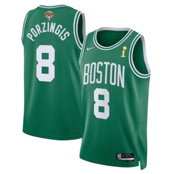 Men's Boston Celtics #8 Kristaps Porzingis Kelly Green 2024 Finals Champions Icon Edition Stitched Basketball Jersey Men's Boston Celtics #8 Kristaps Porzingis Kelly Green 2024 Finals Champions Icon Edition Stitched Basketball Jersey
