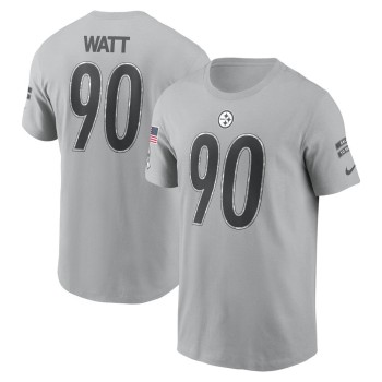 Men's Pittsburgh Steelers T.J. Watt Gray 2024 Salute To Service Name & Number T-Shirt Men's Pittsburgh Steelers T.J. Watt Gray 2024 Salute To Service Name & Number T-Shirt