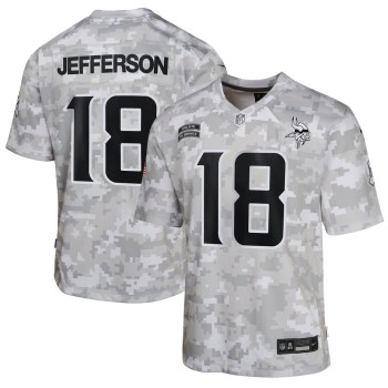 Youth Minnesota Vikings Justin Jefferson Arctic Camo 2024 Salute to Service Game Jersey Youth Minnesota Vikings Justin Jefferson Arctic Camo 2024 Salute to Service Game Jersey