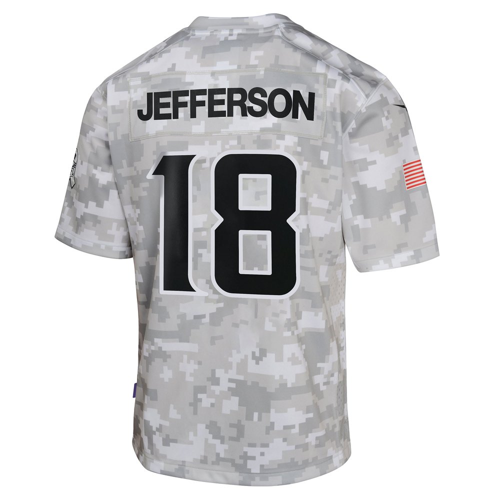 Youth Minnesota Vikings Justin Jefferson Arctic Camo 2024 Salute to Service Game Jersey Youth Minnesota Vikings Justin Jefferson Arctic Camo 2024 Salute to Service Game Jersey