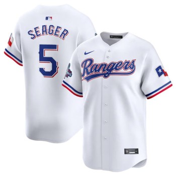 Men's Texas Rangers #5 Corey Seager White 2023 World Series Champions Stitched Baseball Jersey Men's Texas Rangers #5 Corey Seager White 2023 World Series Champions Stitched Baseball Jersey