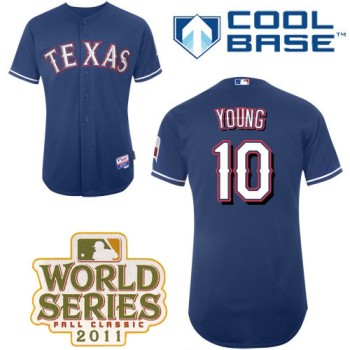 Rangers #10 Michael Young Blue Cool Base 2011 World Series Patch Stitched MLB Jersey Rangers #10 Michael Young Blue Cool Base 2011 World Series Patch Stitched MLB Jersey
