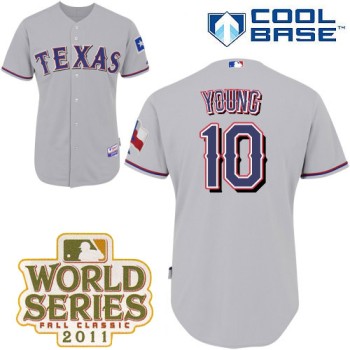 Rangers #10 Michael Young Grey Cool Base 2011 World Series Patch Stitched MLB Jersey Rangers #10 Michael Young Grey Cool Base 2011 World Series Patch Stitched MLB Jersey
