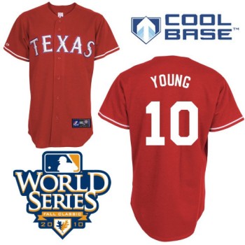 Rangers #10 Michael Young Red Cool Base w/2010 World Series Patch Stitched MLB Jersey Rangers #10 Michael Young Red Cool Base w/2010 World Series Patch Stitched MLB Jersey