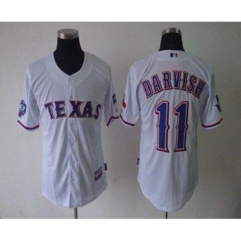 Rangers #11 Yu Darvish White 40th Anniversary Patch Cool Base Stitched MLB Jersey Rangers #11 Yu Darvish White 40th Anniversary Patch Cool Base Stitched MLB Jersey