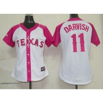 Rangers #11 Yu Darvish White/Pink Women's Splash Fashion Stitched MLB Jersey Rangers #11 Yu Darvish White/Pink Women's Splash Fashion Stitched MLB Jersey