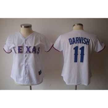 Rangers #11 Yu Darvish White Women's Fashion Stitched MLB Jersey Rangers #11 Yu Darvish White Women's Fashion Stitched MLB Jersey