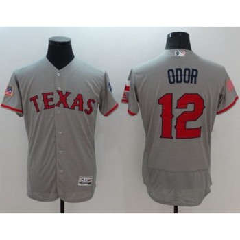 Rangers #12 Rougned Odor Grey Fashion Stars & Stripes Flexbase Authentic Stitched MLB Jersey Rangers #12 Rougned Odor Grey Fashion Stars & Stripes Flexbase Authentic Stitched MLB Jersey