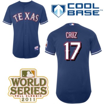 Rangers #17 Nelson Cruz Blue Cool Base 2011 World Series Patch Stitched MLB Jersey Rangers #17 Nelson Cruz Blue Cool Base 2011 World Series Patch Stitched MLB Jersey