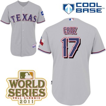 Rangers #17 Nelson Cruz Grey Cool Base 2011 World Series Patch Stitched MLB Jersey Rangers #17 Nelson Cruz Grey Cool Base 2011 World Series Patch Stitched MLB Jersey