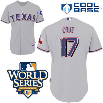 Rangers #17 Nelson Cruz Grey Cool Base w/2010 World Series Patch Stitched MLB Jerseys Rangers #17 Nelson Cruz Grey Cool Base w/2010 World Series Patch Stitched MLB Jerseys