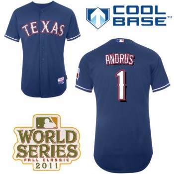 Rangers #1 Elvis Andrus Blue Cool Base 2011 World Series Patch Stitched MLB Jersey Rangers #1 Elvis Andrus Blue Cool Base 2011 World Series Patch Stitched MLB Jersey