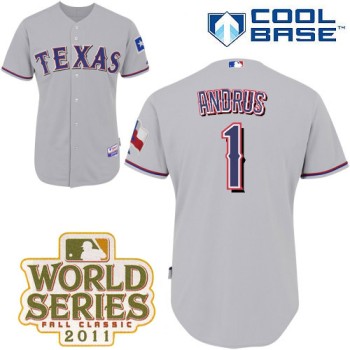 Rangers #1 Elvis Andrus Grey Cool Base 2011 World Series Patch Stitched MLB Jersey Rangers #1 Elvis Andrus Grey Cool Base 2011 World Series Patch Stitched MLB Jersey