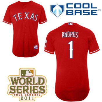 Rangers #1 Elvis Andrus Red Cool Base 2011 World Series Patch Stitched MLB Jersey Rangers #1 Elvis Andrus Red Cool Base 2011 World Series Patch Stitched MLB Jersey