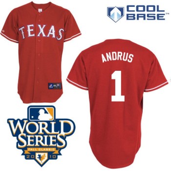 Rangers #1 Elvis Andrus Red Cool Base w/2010 World Series Patch Stitched MLB Jersey Rangers #1 Elvis Andrus Red Cool Base w/2010 World Series Patch Stitched MLB Jersey