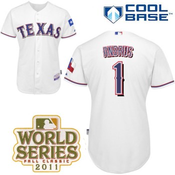 Rangers #1 Elvis Andrus White Cool Base 2011 World Series Patch Stitched MLB Jersey Rangers #1 Elvis Andrus White Cool Base 2011 World Series Patch Stitched MLB Jersey