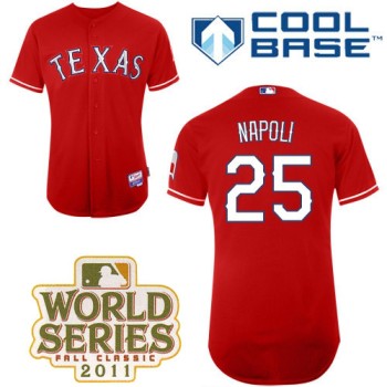 Rangers #25 Mike Napoli Red Cool Base 2011 World Series Patch Stitched MLB Jersey Rangers #25 Mike Napoli Red Cool Base 2011 World Series Patch Stitched MLB Jersey