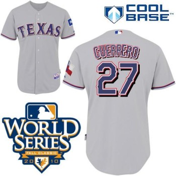 Rangers #27 Vladimir Guerrero Grey Cool Base w/2010 World Series Patch Stitched MLB Jersey Rangers #27 Vladimir Guerrero Grey Cool Base w/2010 World Series Patch Stitched MLB Jersey