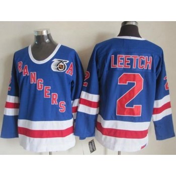 Rangers #2 Brian Leetch Blue CCM 75TH Stitched NHL Jersey Rangers #2 Brian Leetch Blue CCM 75TH Stitched NHL Jersey