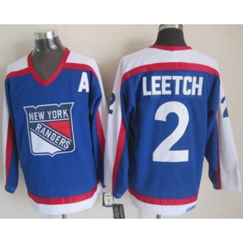 Rangers #2 Brian Leetch Blue/White CCM Throwback Stitched NHL Jersey Rangers #2 Brian Leetch Blue/White CCM Throwback Stitched NHL Jersey