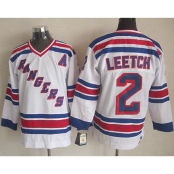 Rangers #2 Brian Leetch White CCM Throwback Stitched NHL Jersey Rangers #2 Brian Leetch White CCM Throwback Stitched NHL Jersey