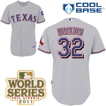 Rangers #32 Josh Hamilton Grey Cool Base 2011 World Series Patch Stitched MLB Jersey Rangers #32 Josh Hamilton Grey Cool Base 2011 World Series Patch Stitched MLB Jersey