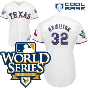 Rangers #32 Josh Hamilton White Cool Base w/2010 World Series Patch Stitched MLB Jersey Rangers #32 Josh Hamilton White Cool Base w/2010 World Series Patch Stitched MLB Jersey