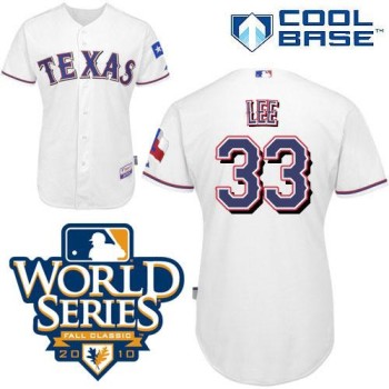 Rangers #33 Cliff Lee White Cool Base w/2010 World Series Patch Stitched MLB Jersey Rangers #33 Cliff Lee White Cool Base w/2010 World Series Patch Stitched MLB Jersey