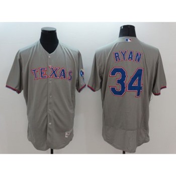Rangers #34 Nolan Ryan Grey Flexbase Authentic Collection Stitched MLB Jersey Rangers #34 Nolan Ryan Grey Flexbase Authentic Collection Stitched MLB Jersey
