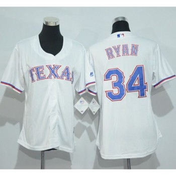 Rangers #34 Nolan Ryan White Women's Home Stitched MLB Jersey Rangers #34 Nolan Ryan White Women's Home Stitched MLB Jersey