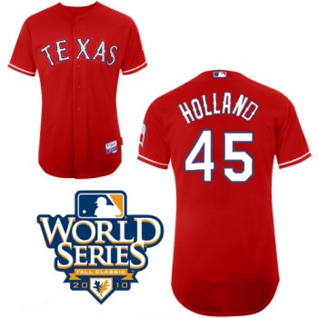 Rangers #45 Derek Holland Red Cool Base w/2010 World Series Patch Stitched MLB Jerseys Rangers #45 Derek Holland Red Cool Base w/2010 World Series Patch Stitched MLB Jerseys