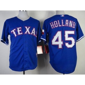Rangers #45 Derek Holland Stitched MLB Blue Cool Base Jersey Rangers #45 Derek Holland Stitched MLB Blue Cool Base Jersey