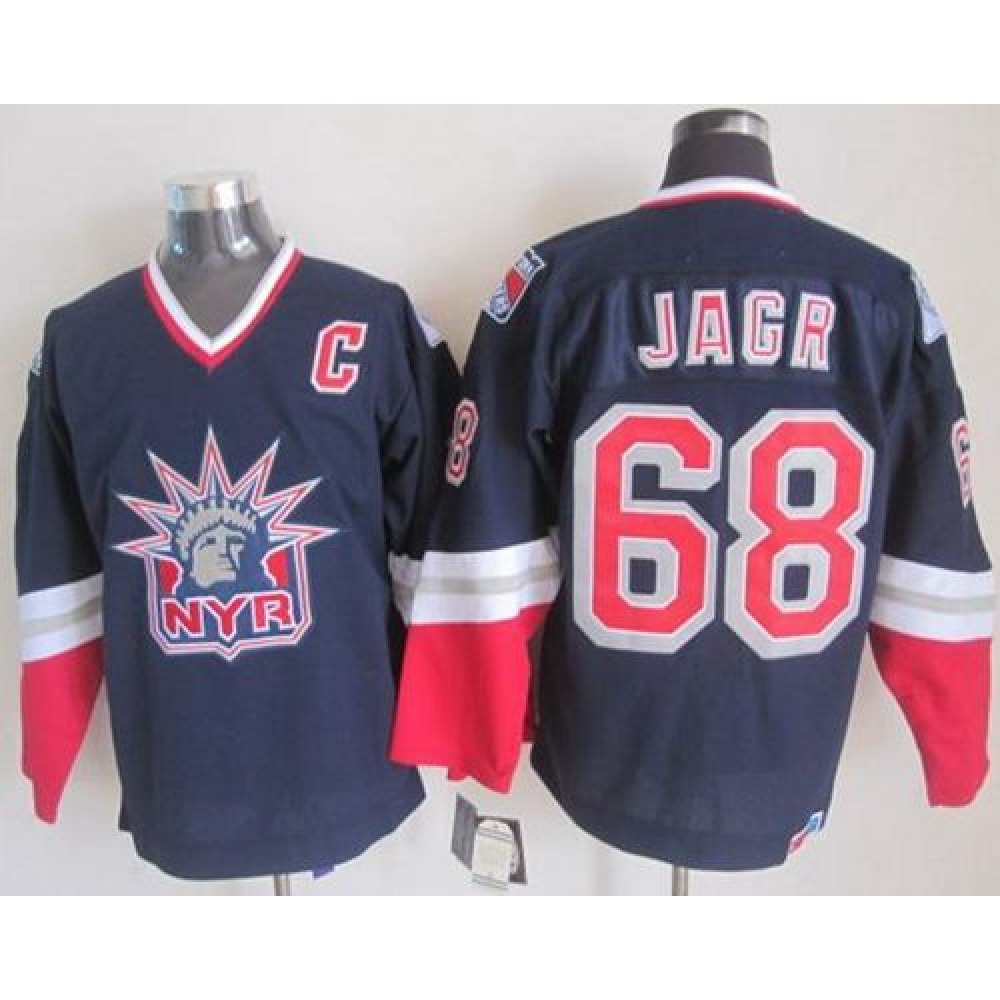 Rangers #68 Jaromir Jagr Navy Blue CCM Statue of Liberty Stitched NHL Jersey