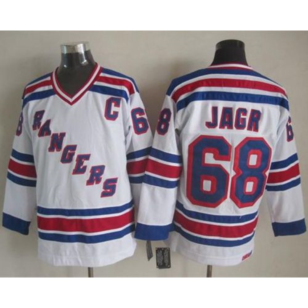 Rangers #68 Jaromir Jagr White CCM Throwback Stitched NHL Jersey