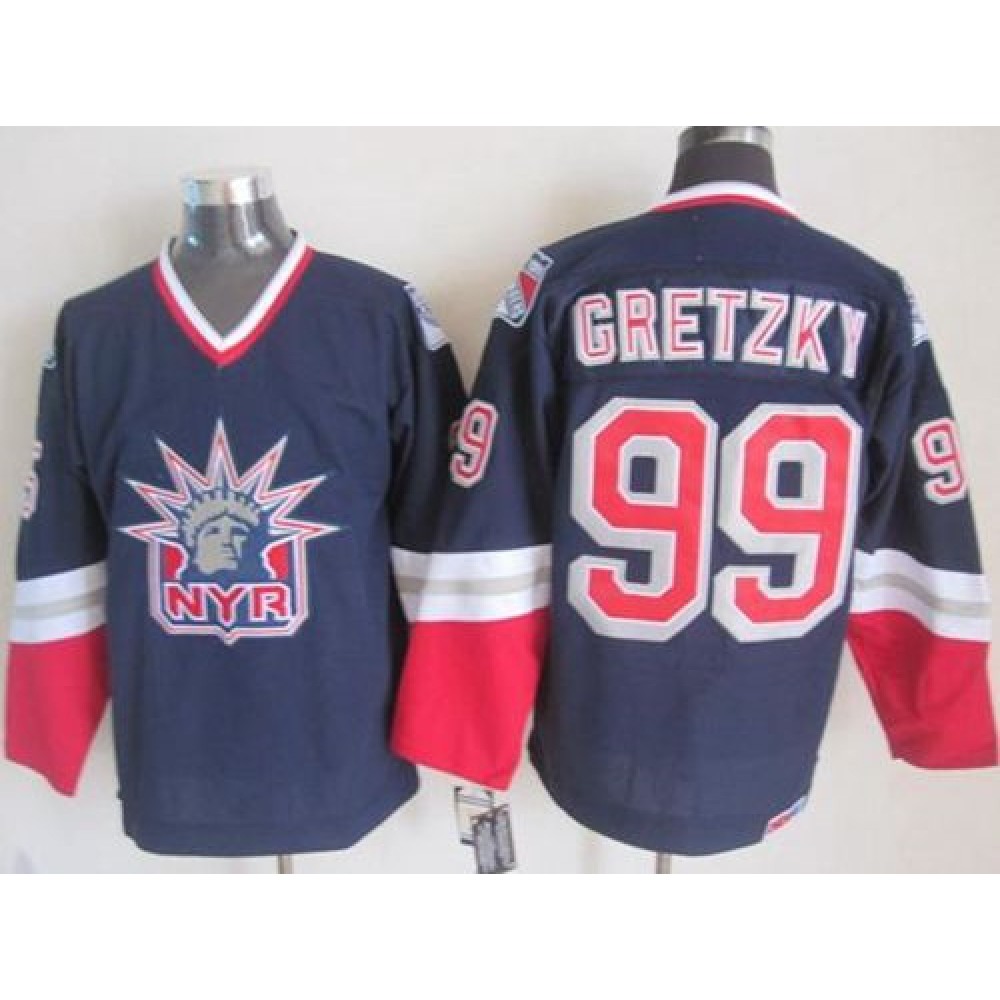 Rangers #99 Wayne Gretzky Navy Blue CCM Statue of Liberty Stitched NHL Jersey