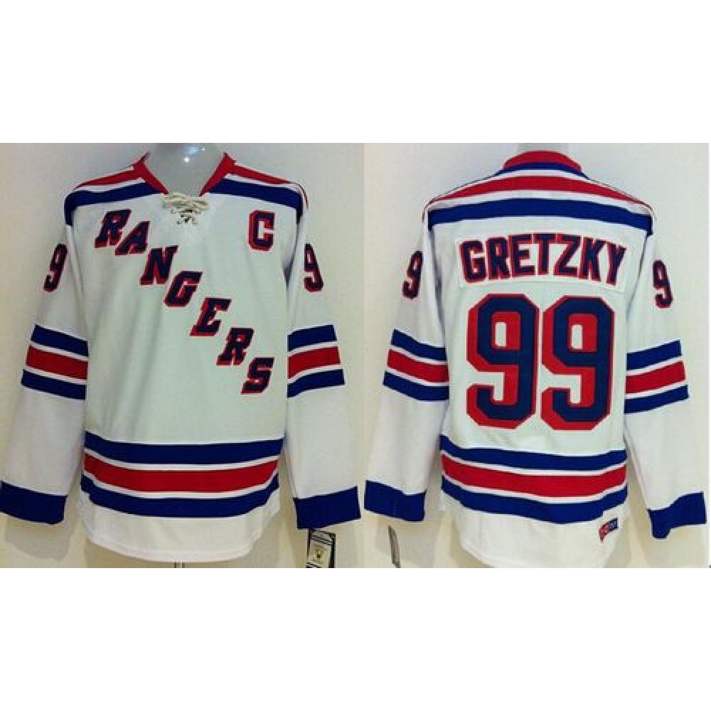 Rangers #99 Wayne Gretzky White CCM Throwback Stitched Youth NHL Jersey