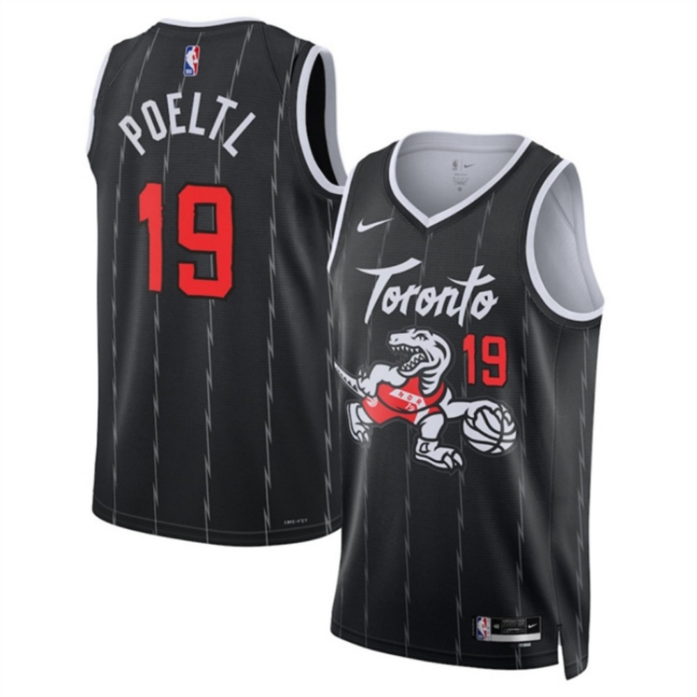 Men's Toronto Raptors #19 Jakob Poeltl Black 2025/26 City Edition Stitched Basketball Jersey