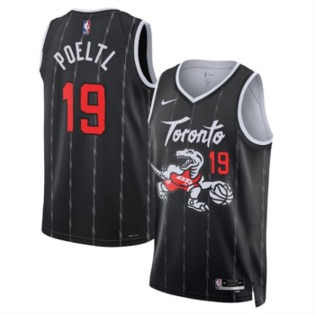 Men's Toronto Raptors #19 Jakob Poeltl Black 2025/26 City Edition Stitched Basketball Jersey