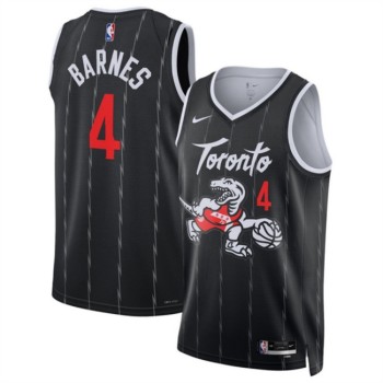 Men's Toronto Raptors #4 Scottie Barnes Black 2025/26 City Edition Stitched Basketball Jersey