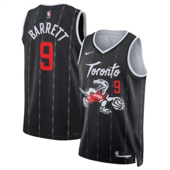 Men's Toronto Raptors #9 RJ Barrett Black 2025/26 City Edition Stitched Basketball Jersey