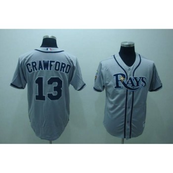 Rays #13 Carl Crawford Stitched Grey MLB Jersey Rays #13 Carl Crawford Stitched Grey MLB Jersey
