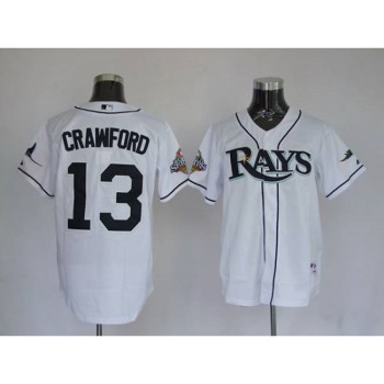 Rays #13 Carl Crawford Stitched White MLB Jersey Rays #13 Carl Crawford Stitched White MLB Jersey