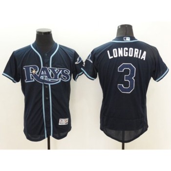 Rays #3 Evan Longoria Dark Blue Flexbase Authentic Collection Stitched MLB Jersey Rays #3 Evan Longoria Dark Blue Flexbase Authentic Collection Stitched MLB Jersey