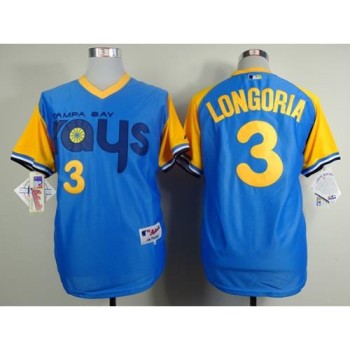 Rays #3 Evan Longoria Light Blue 1988 Turn Back The Clcok Stitched MLB Jersey Rays #3 Evan Longoria Light Blue 1988 Turn Back The Clcok Stitched MLB Jersey