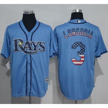 Rays #3 Evan Longoria Light Blue USA Flag Fashion Stitched MLB Jersey Rays #3 Evan Longoria Light Blue USA Flag Fashion Stitched MLB Jersey
