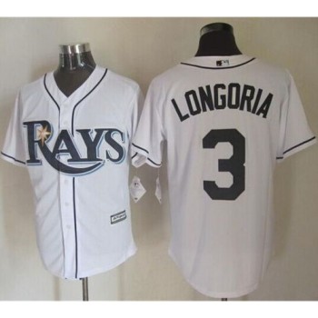 Rays #3 Evan Longoria White New Cool Base Stitched MLB Jersey Rays #3 Evan Longoria White New Cool Base Stitched MLB Jersey