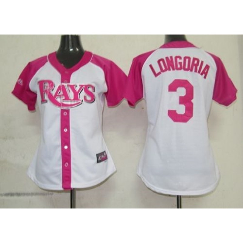 Rays #3 Evan Longoria White/Pink Women's Splash Fashion Stitched MLB Jersey Rays #3 Evan Longoria White/Pink Women's Splash Fashion Stitched MLB Jersey