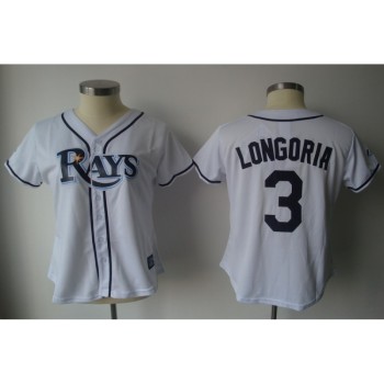 Rays #3 Evan Longoria White Women's Fashion Stitched MLB Jersey Rays #3 Evan Longoria White Women's Fashion Stitched MLB Jersey