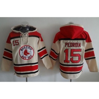 Red Sox #15 Dustin Pedroia Cream Sawyer Hooded Sweatshirt MLB Hoodie Red Sox #15 Dustin Pedroia Cream Sawyer Hooded Sweatshirt MLB Hoodie